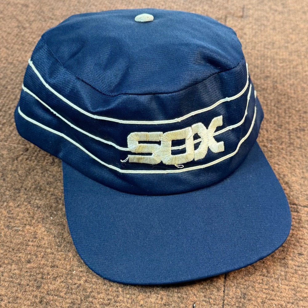 Vintage Chicago White Sox MLB Annco Painter Hat Navy Blue Stripe Snapback Large